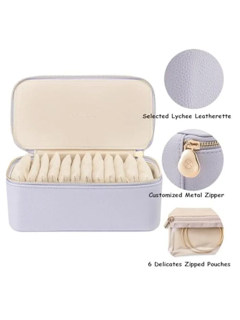 Travel Jewelry Organizer Box Removable Pouches Storage Case Gift For Women